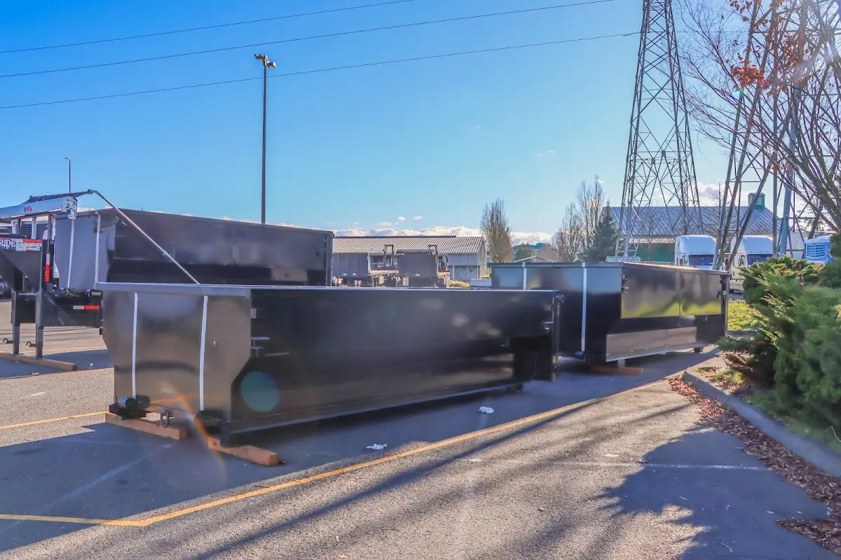 Roll-off dumpster ready for waste disposal at job site for Construction Dumpster Rental in Gainesville